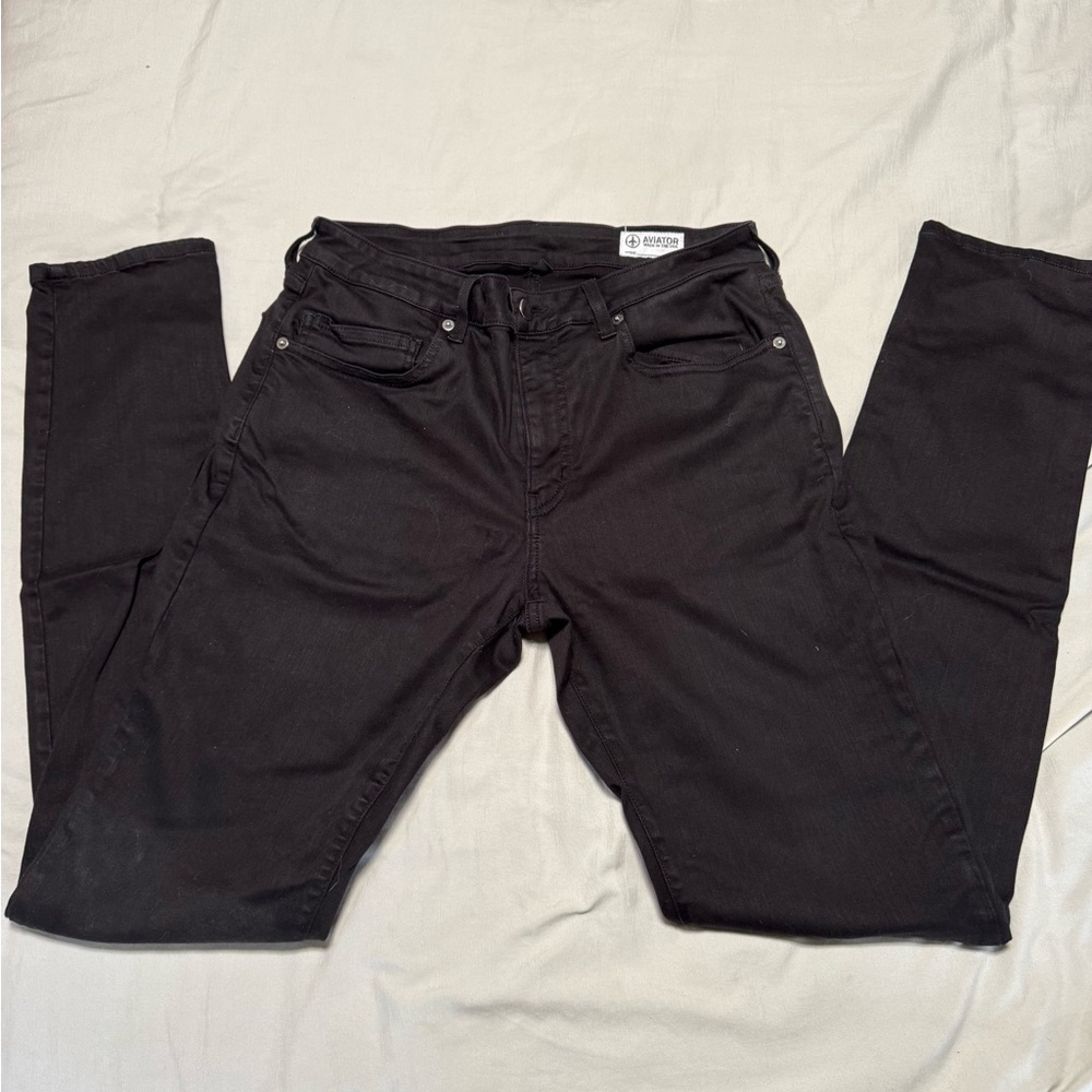 Aviator Black Slim Fit Jeans Modern Style sz 33